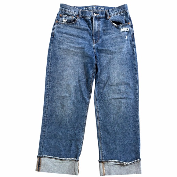 American Eagle Outfitters Denim - American Eagle Outfitters Stovepipe Women Sz 10 Wide High Rise Blue Zip Fly Jean